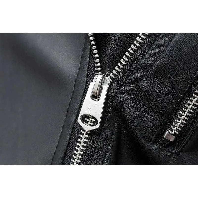 Belted Faux Leather Biker Jacket