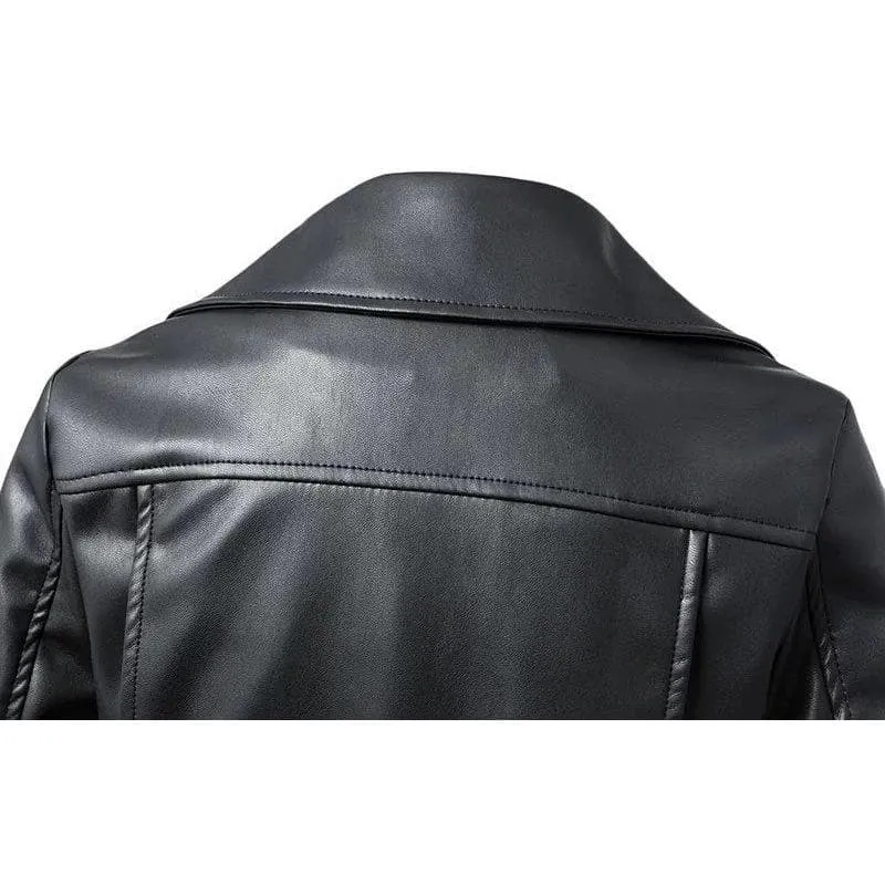 Belted Faux Leather Biker Jacket