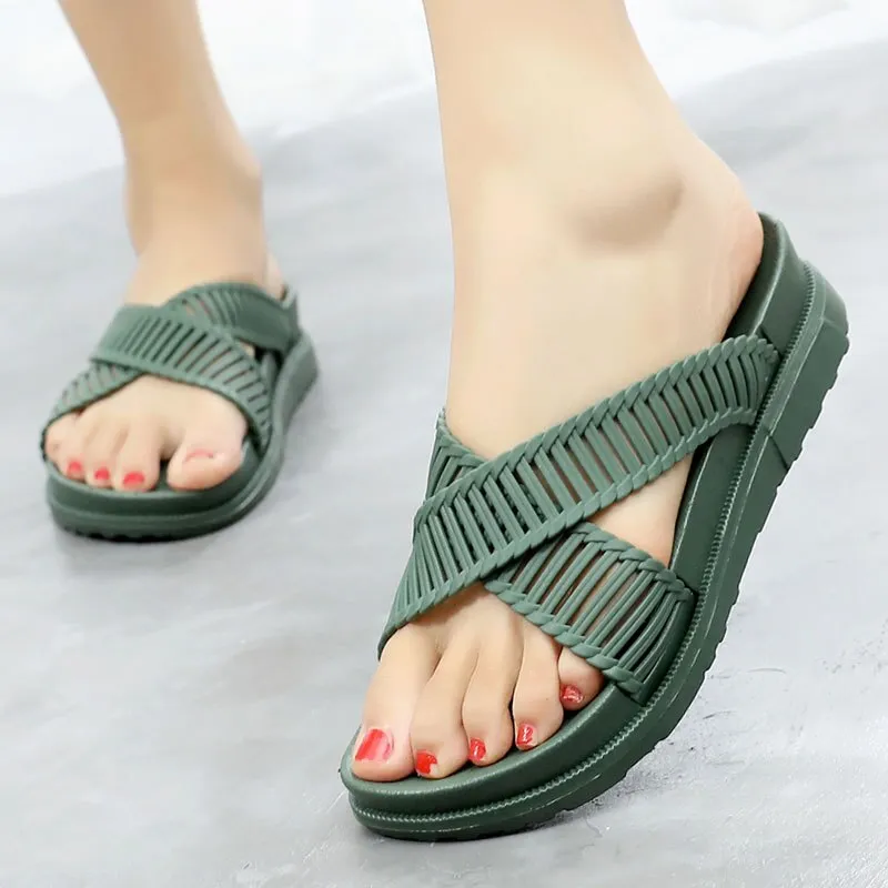 Women's summer cross strap slippers - Women's shoes